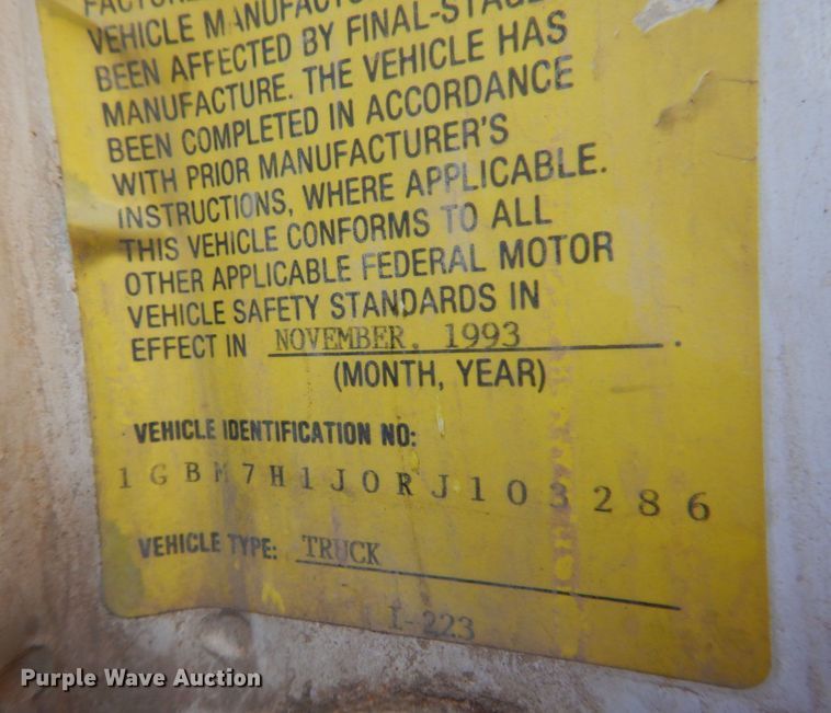 image for item JZ9802 1994 Chevrolet Kodiak  truck cab and chassis