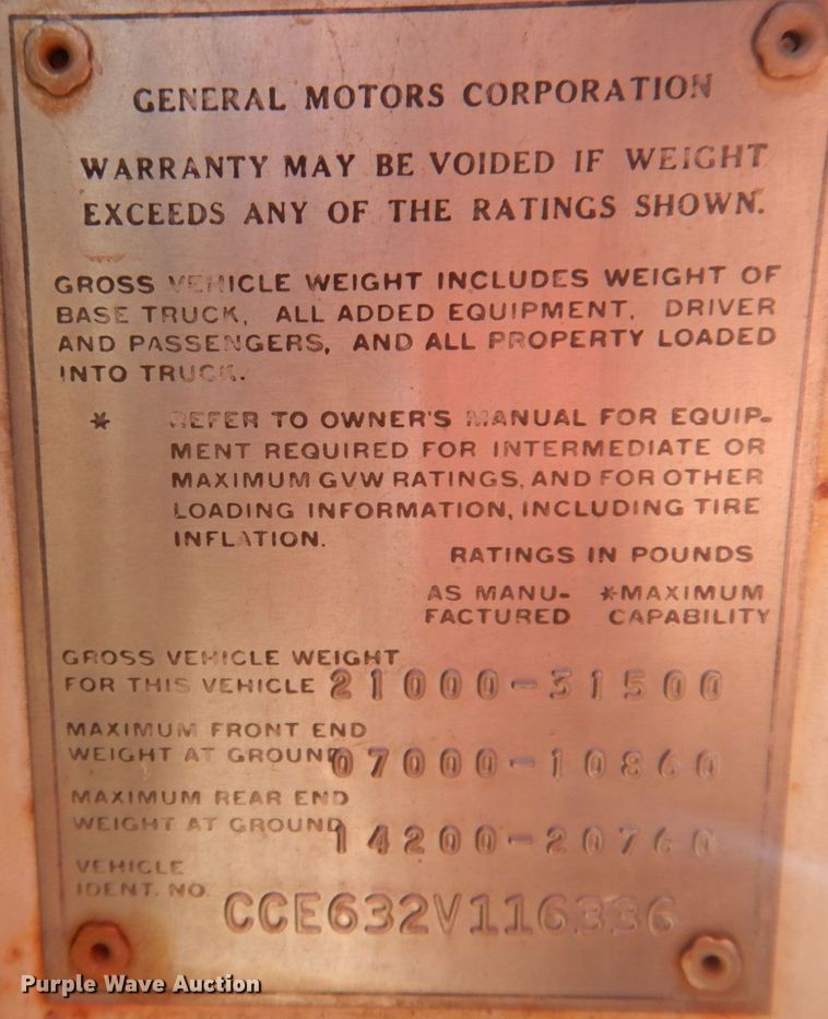 image for item JZ9820 Chevrolet C60  utility / service truck