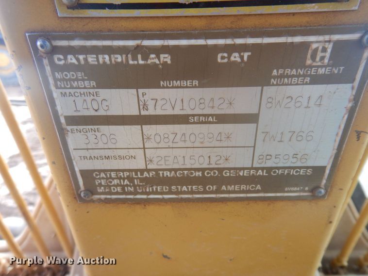 image for item JZ9827 1987 Caterpillar 140G  motor grader