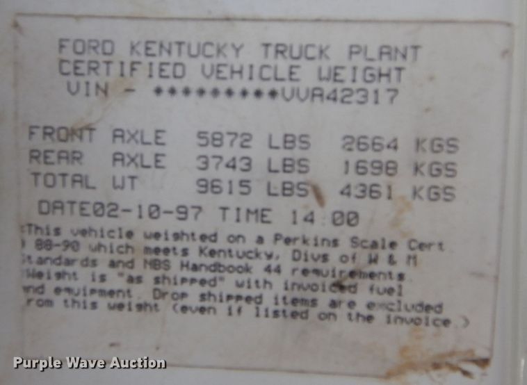 image for item KA9465 1997 Ford F800  utility / service truck