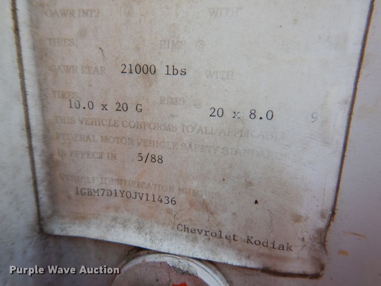 image for item KA9597 1988 Chevrolet Kodiak C70  digger derrick truck