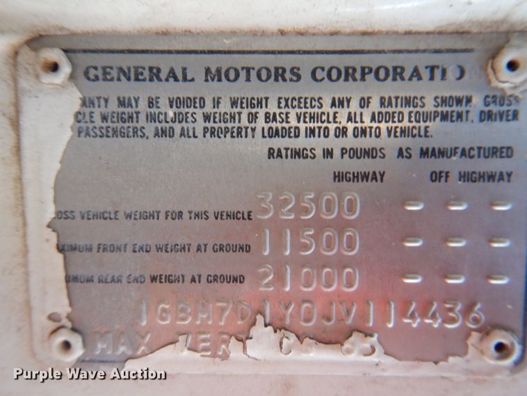 image for item KA9597 1988 Chevrolet Kodiak C70  digger derrick truck