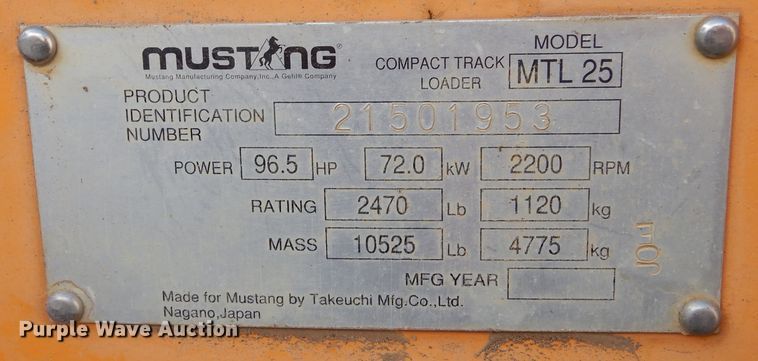 image for item KO9222 2005 Mustang MTL25  tracked skid steer loader