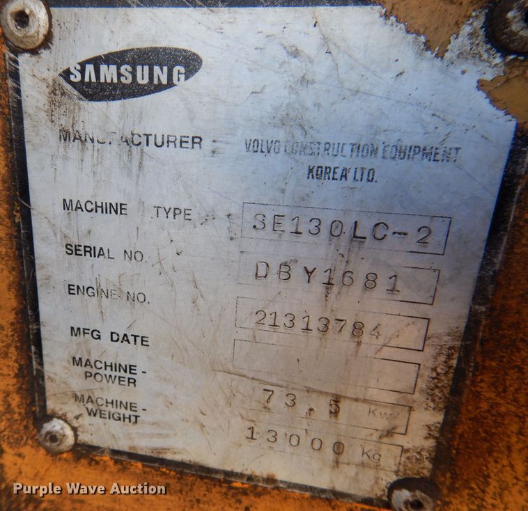 image for item KY9706 1998 Samsung SE130LC-2  excavator