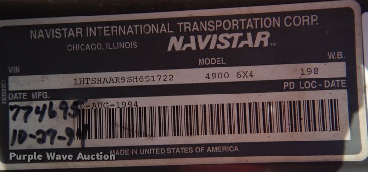 image for item KY9711 1995 International 4900  dump truck