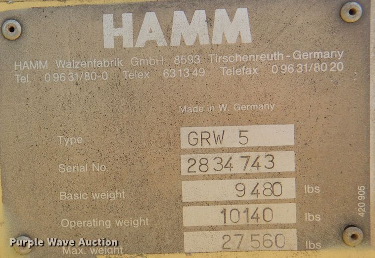 image for item DA5408 Hamm GRW5  pneumatic roller
