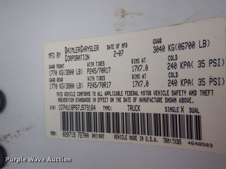 image for item DA5411 2007 Dodge Ram 1500  Quad Cab pickup truck