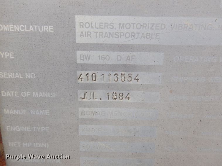 image for item DA5418 1984 Bomag BW160DAF  double drum vibratory roller