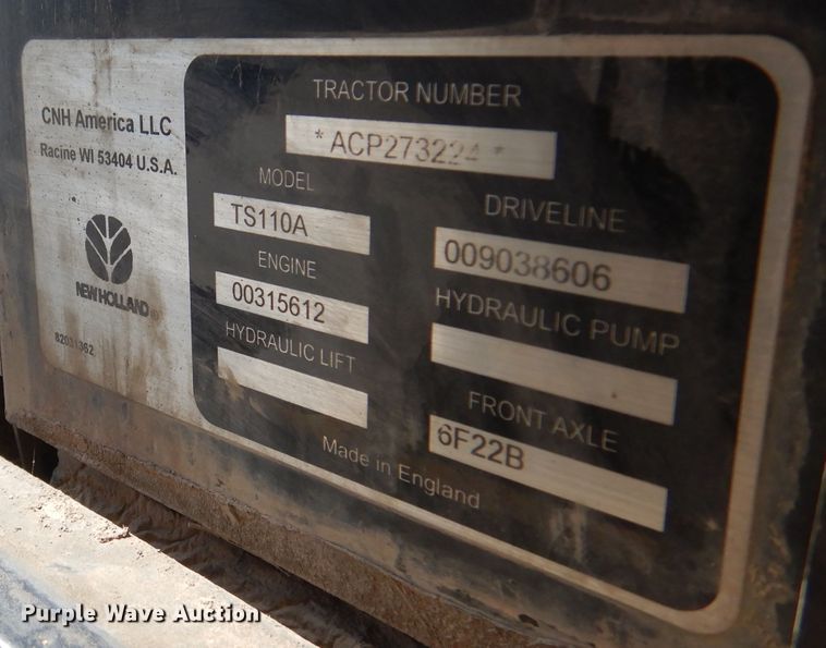 image for item DA5421 New Holland TS110A  tractor