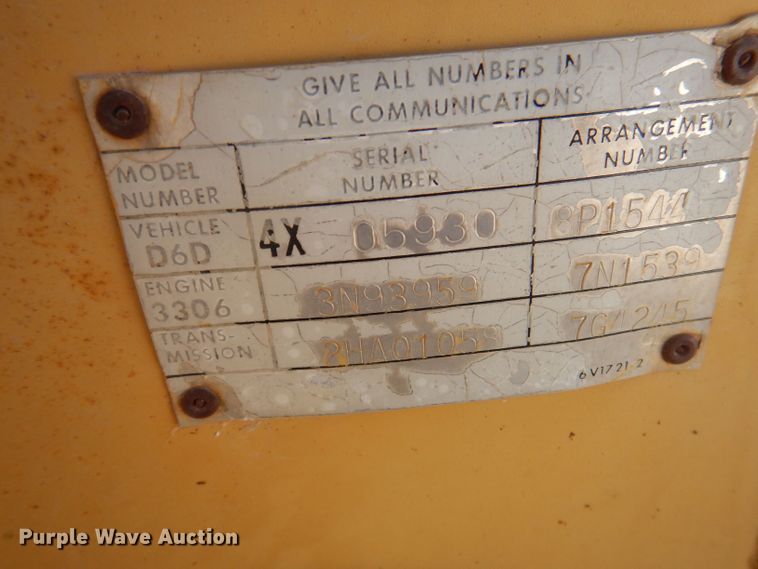 image for item DA5467 1980 Caterpillar D6D  dozer