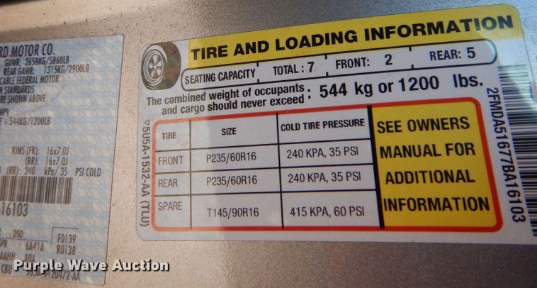 image for item DJ7540 2007 Ford Freestar  van