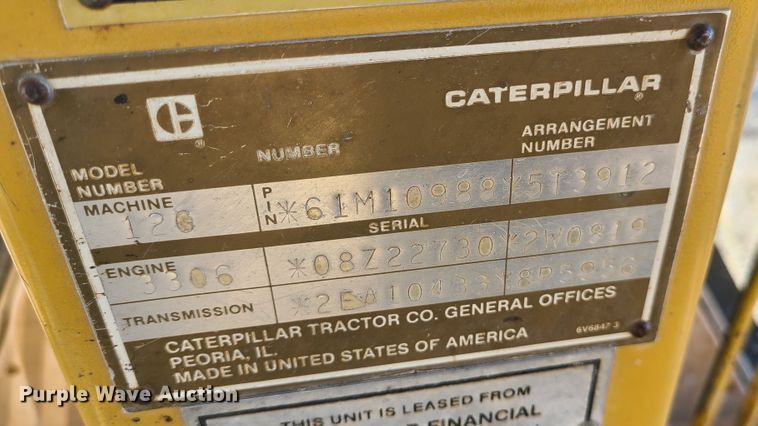 image for item DK1308 1985 Caterpillar 12G  motor grader