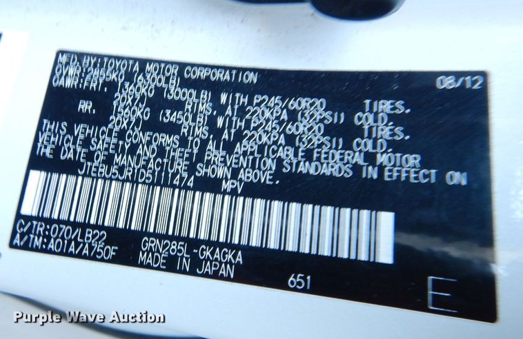 image for item DK3065 2013 Toyota 4Runner Limited  SUV