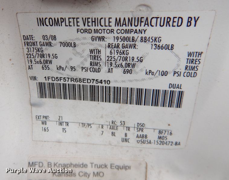 image for item DK3129 2008 Ford F550 Super Duty XL  dump truck