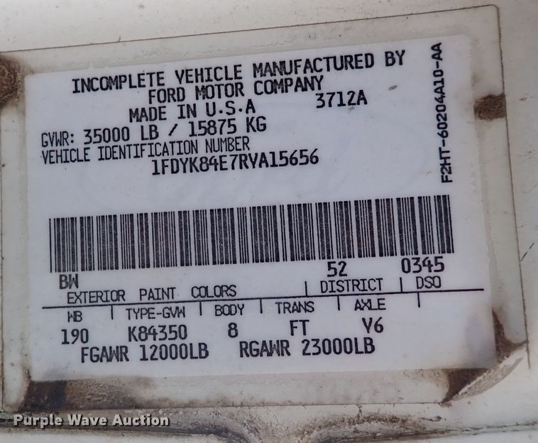 image for item DL6139 1994 Ford F800  water truck