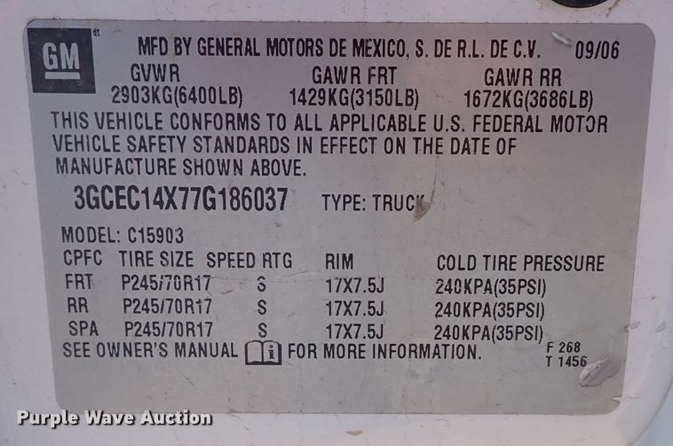 image for item DL6143 2007 Chevrolet Silverado 1500  pickup truck