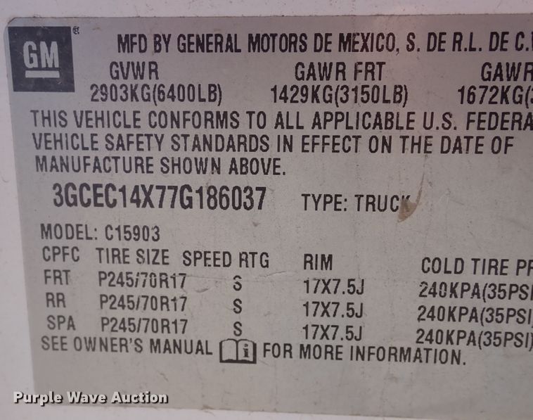 image for item DL6143 2007 Chevrolet Silverado 1500  pickup truck