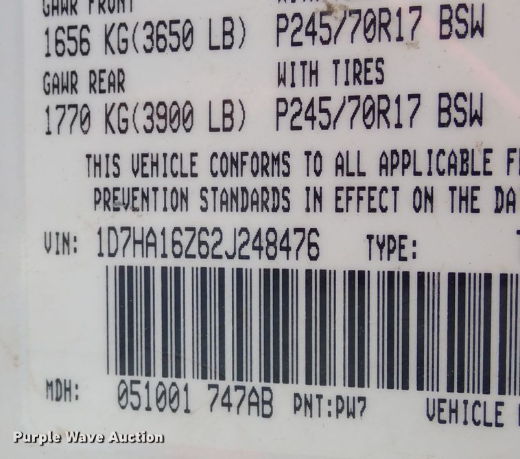 image for item DL6144 2002 Dodge Ram 1500  pickup truck