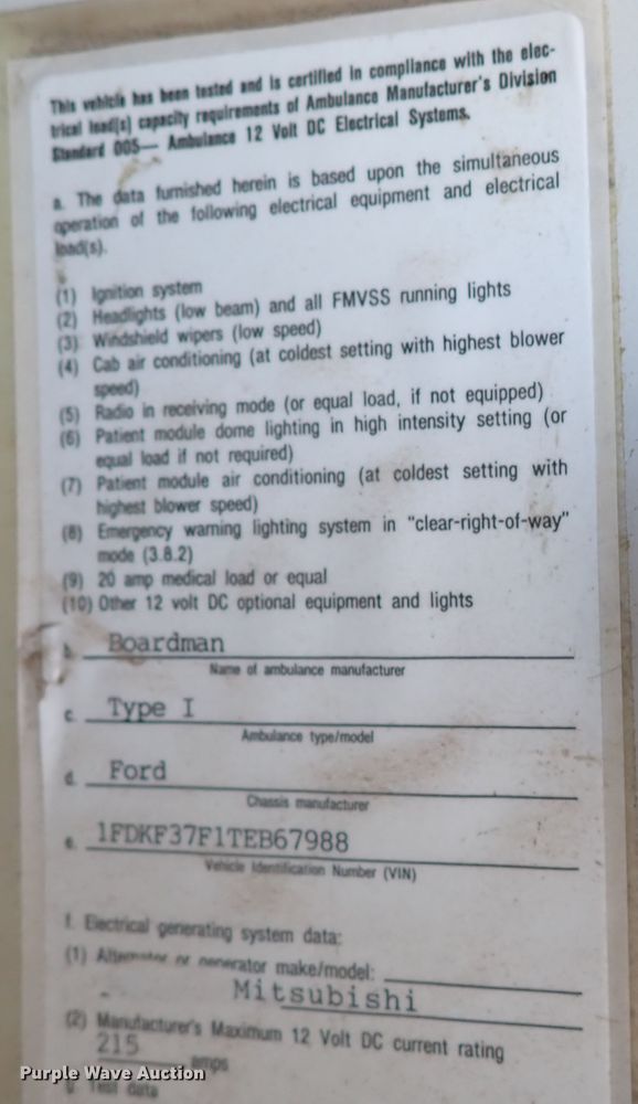 image for item DL6145 1996 Ford F350  ambulance