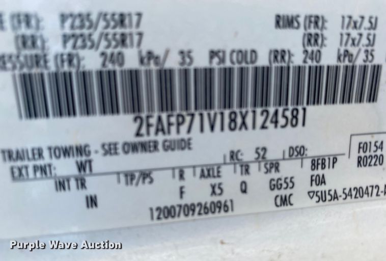 image for item DL6149 2008 Ford Crown Victoria Police Interceptor