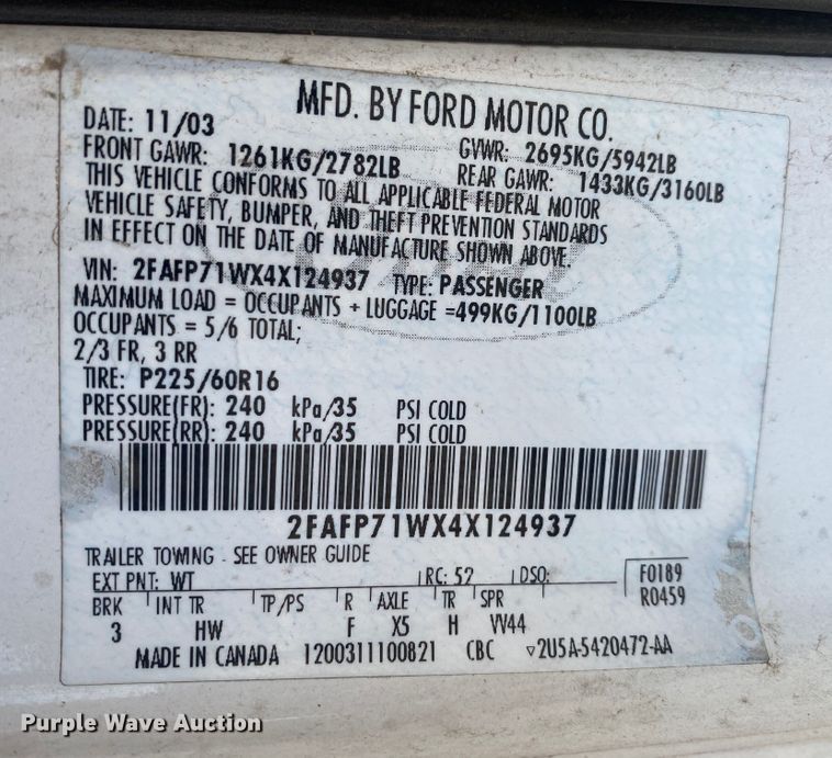 image for item DL6151 2004 Ford Crown Victoria Police Interceptor