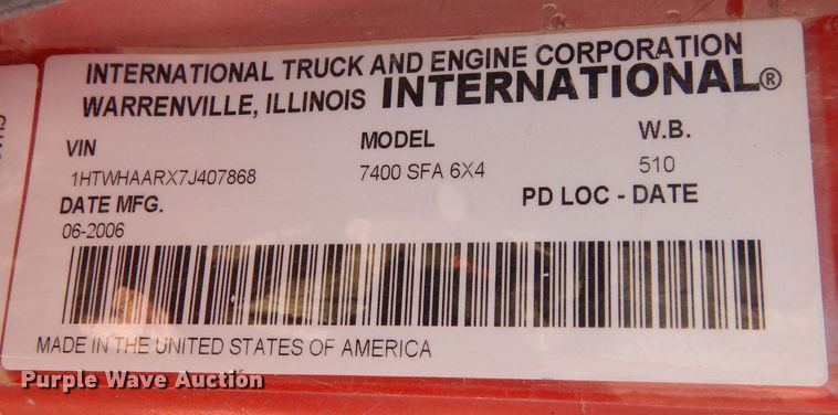 image for item DN5273 2007 International 7400 SFA  dump truck