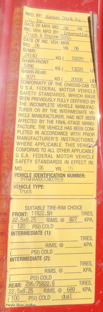 image for item DN5273 2007 International 7400 SFA  dump truck