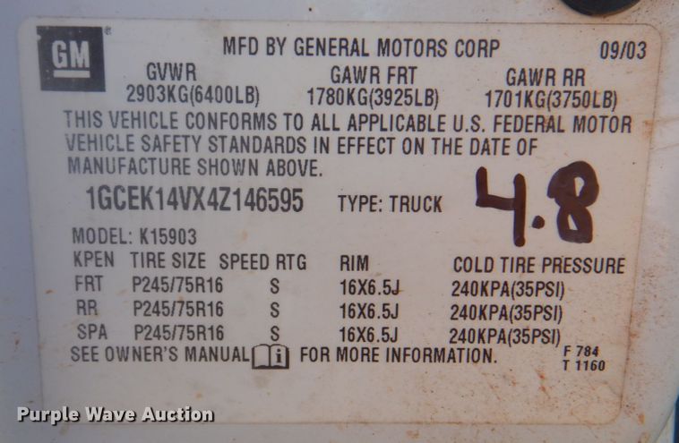 image for item DN6502 2004 Chevrolet Silverado 1500  pickup truck