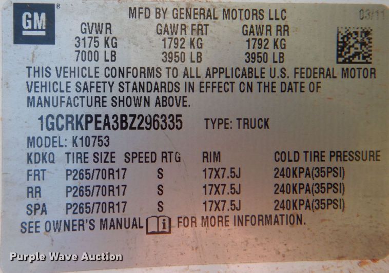 image for item DN6516 2011 Chevrolet Silverado 1500  Ext. Cab pickup truck