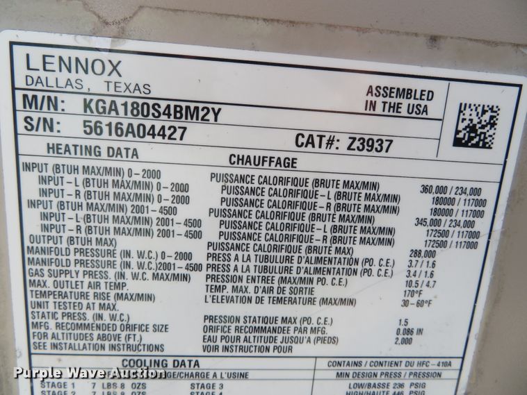 image for item DN7795 Lennox KGA180S4BM2Y  HVAC