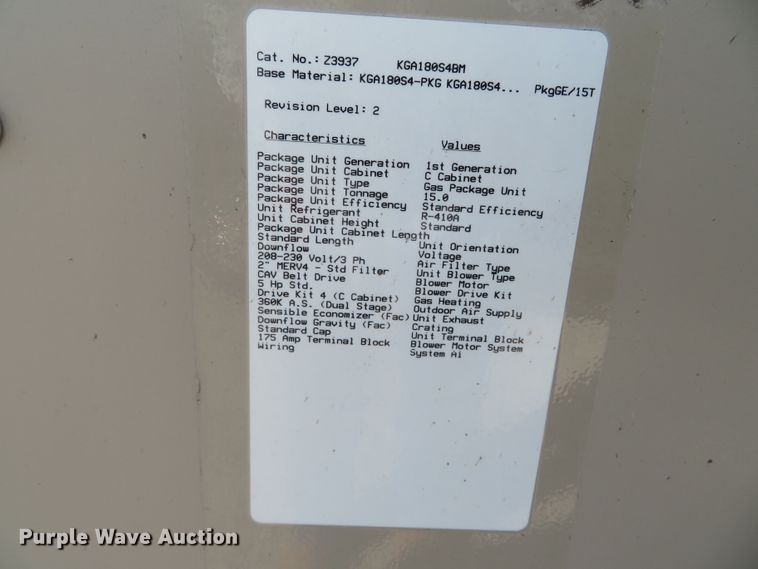 image for item DN7795 Lennox KGA180S4BM2Y  HVAC