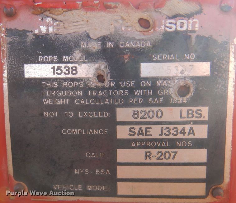 image for item EX9676 1975 Massey Ferguson 265  tractor