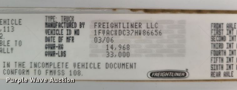 image for item EZ9207 2007 Freightliner M2 106  street sweeper truck