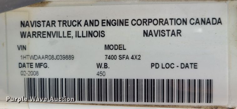 image for item EZ9211 2008 International WorkStar 7400  dump truck