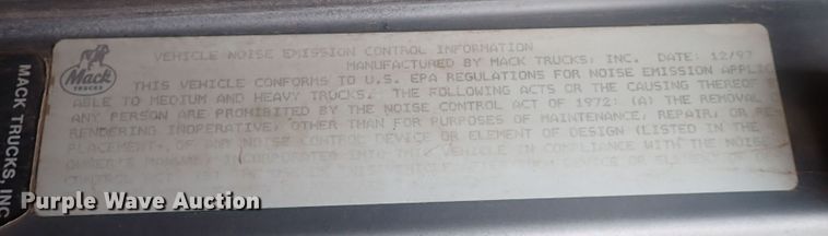 image for item IC9579 1998 Mack CH613  dump truck