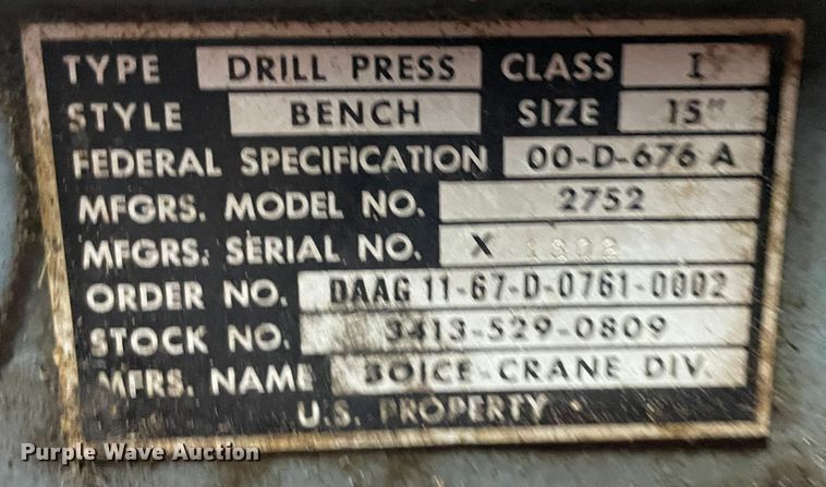 image for item II9437 Boice-Crane 2752  drill press