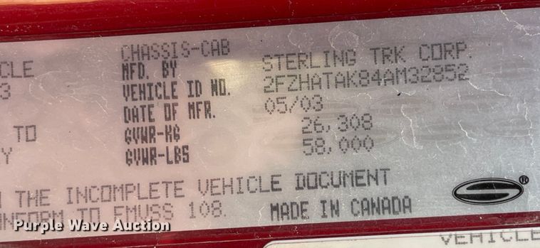 image for item IK9549 2004 Sterling LT7500  dump truck