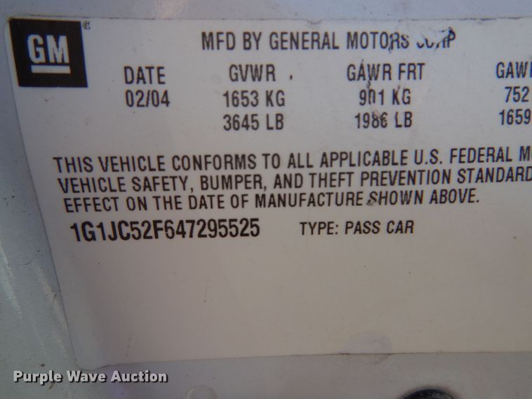 image for item JT9479 2004 Chevrolet Cavalier