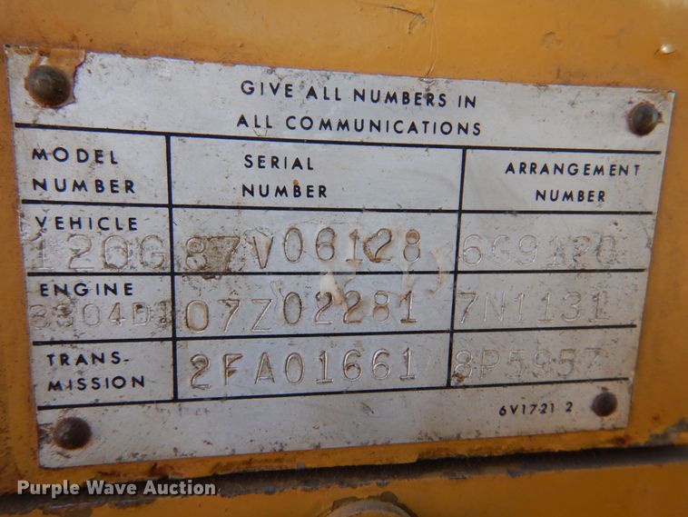 image for item JT9490 1981 Caterpillar 120G  motor grader