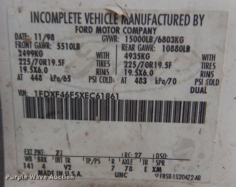 image for item KA9547 1999 Ford F450 Super Duty  bucket truck