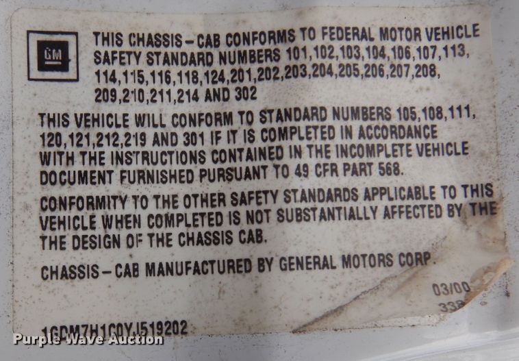 image for item KA9548 2000 GMC C7500  dump truck