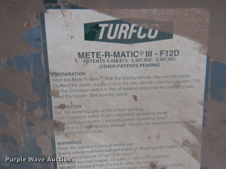 image for item KA9557 Turfco Mete-R Matic III F12D  top dresser spreader