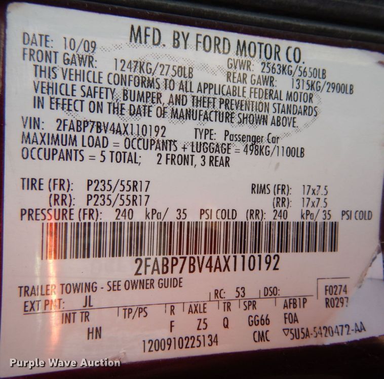 image for item KI9518 2010 Ford Crown Victoria Police Interceptor