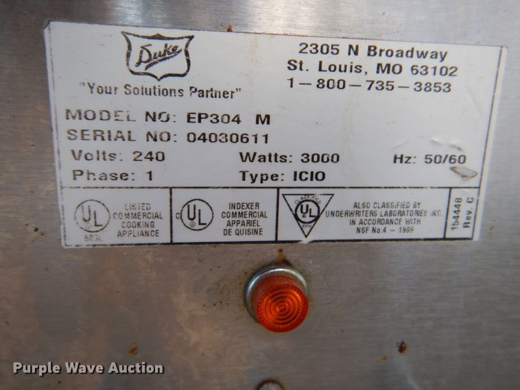 image for item KO9731 Duke EP304 M steam table