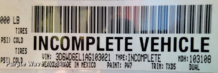 image for item KQ9110 2010 Dodge Ram 4500  truck cab and chassis