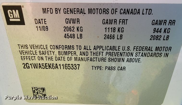 image for item KQ9111 2010 Chevrolet Impala