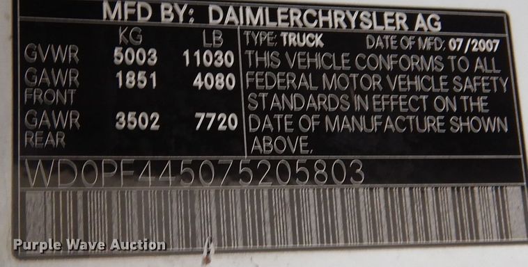 image for item KV9021 2007 Dodge Sprinter 3500  shuttle bus