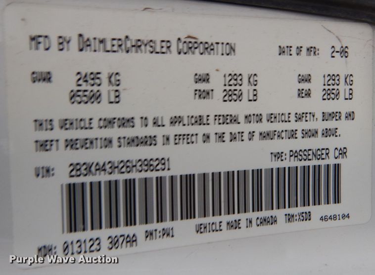 image for item KV9025 2006 Dodge Charger