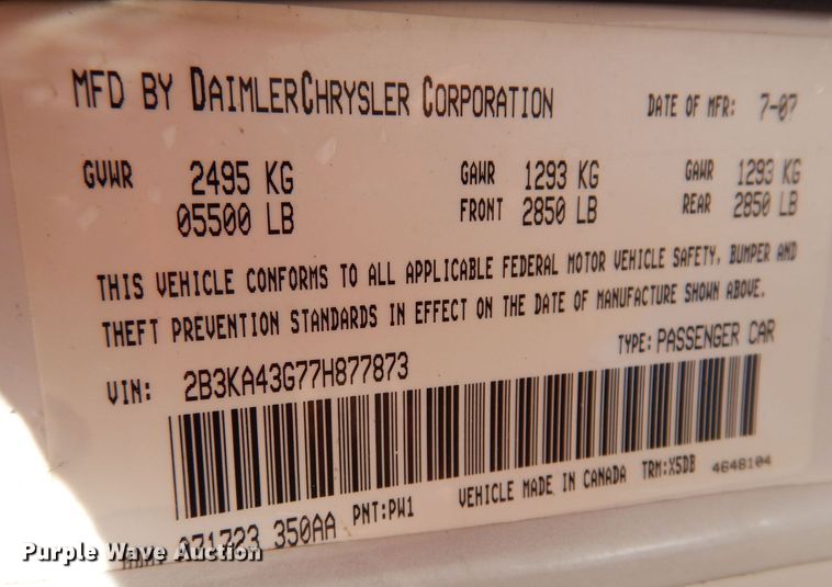 image for item KV9032 2007 Dodge Charger