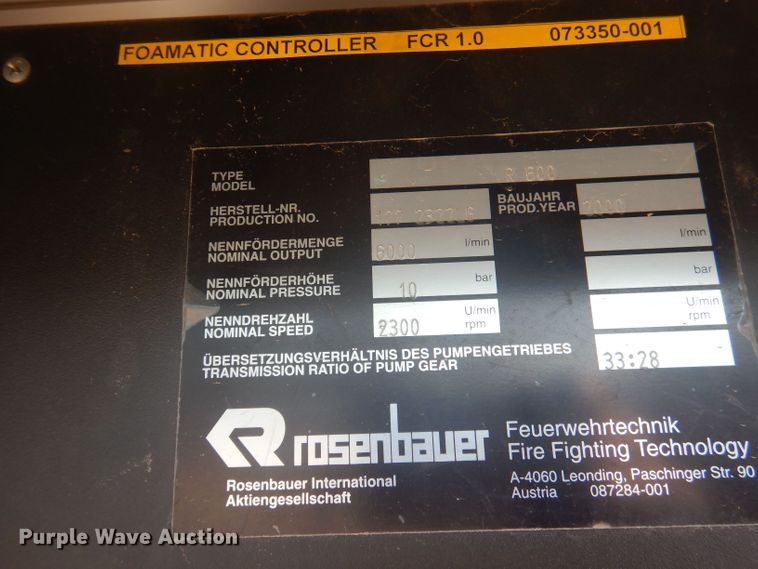 image for item DA5482 2000 Rosenbauer RIV  pumper fire truck